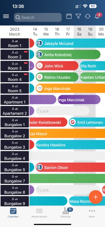 Skärmbild av mobile-calendar applikationen