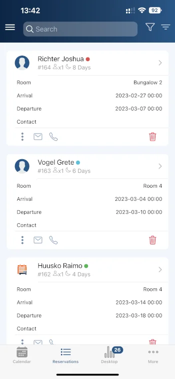 Skärmbild av mobile-calendar applikationen