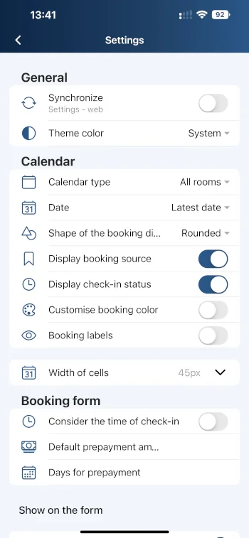 Skärmbild av mobile-calendar applikationen